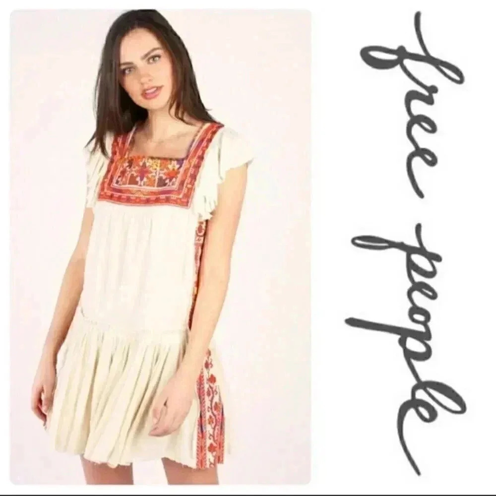 COPY - Free People Day Glow Mini Dress embroidered detail